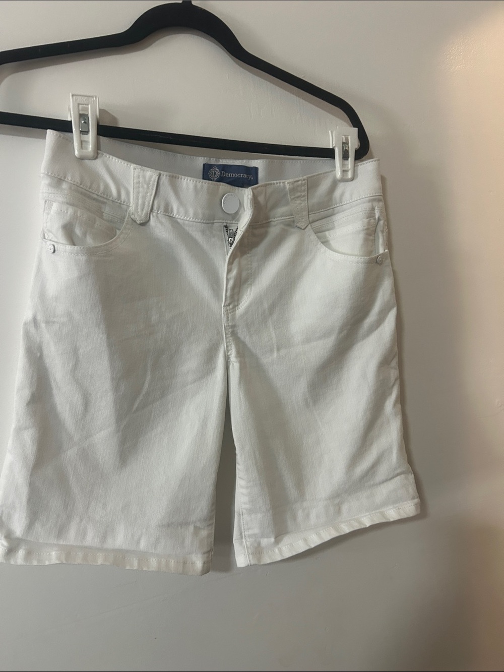 Democracy White Women's Bermuda Shorts - Clean Mid-Rise Style